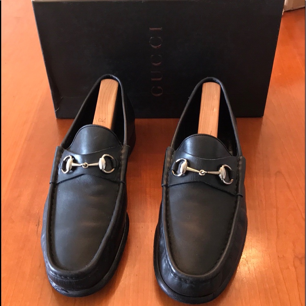 Men’s Gucci Silver Horsebit Loafers Black 10.5 D